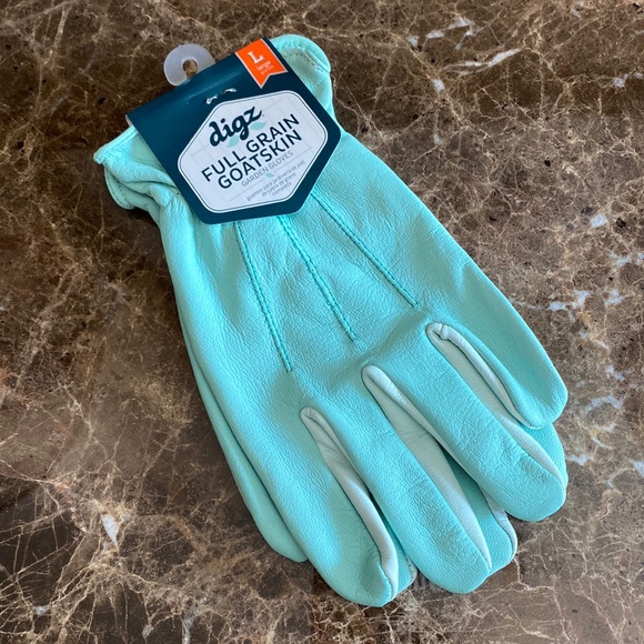 Digz Full Grain Goatskin Large Garden Gloves, 100% Goat Leather, Mint Green, NWT - Picture 2 of 8